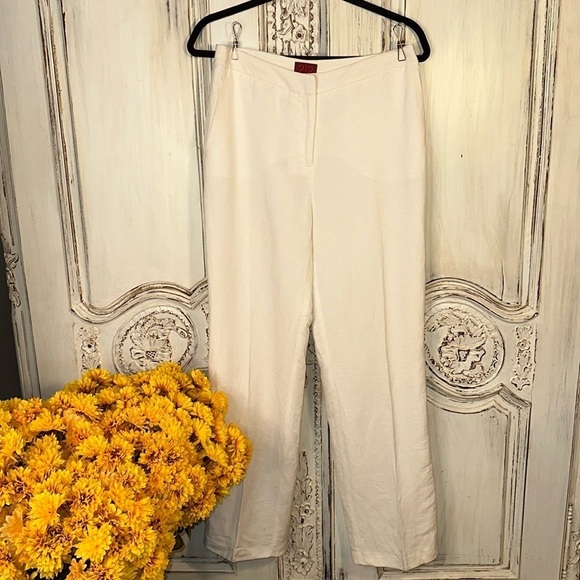 212 Collection Flat Front Linen Blend Trousers Classic Old Money Level - Picture 1 of 9